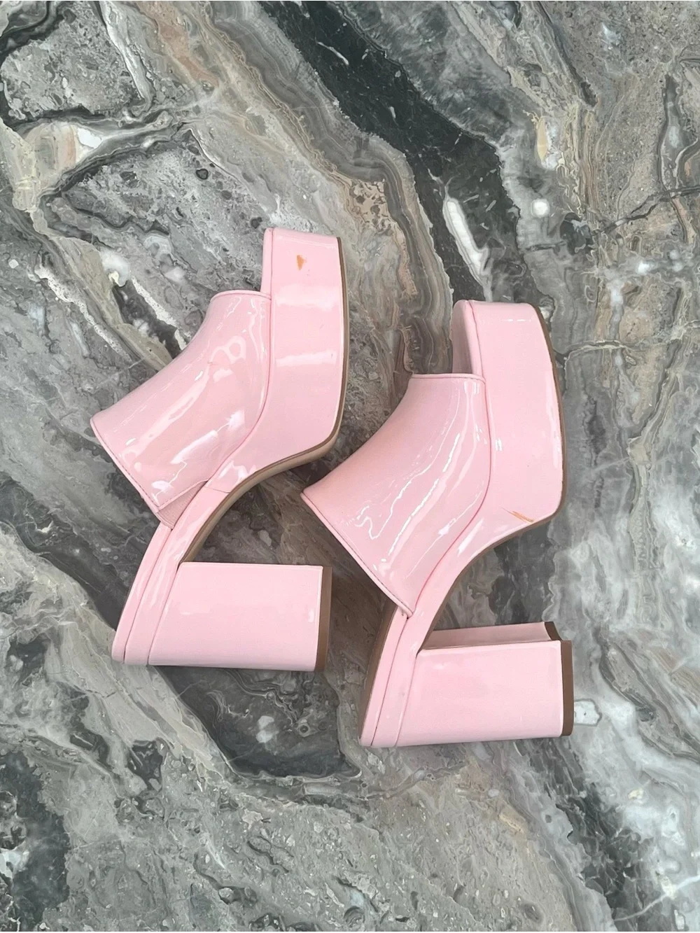 Abound Light Pink Patent Platform Mule Heels